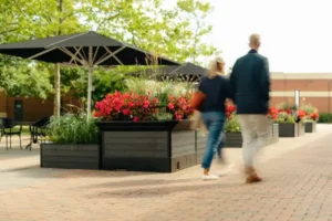 BioScapes BioCube installed at McArthurGlen Outlet in York to attract biodiversity and improve a seating area