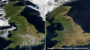 Nasa image showing extent of UK drought July 2026