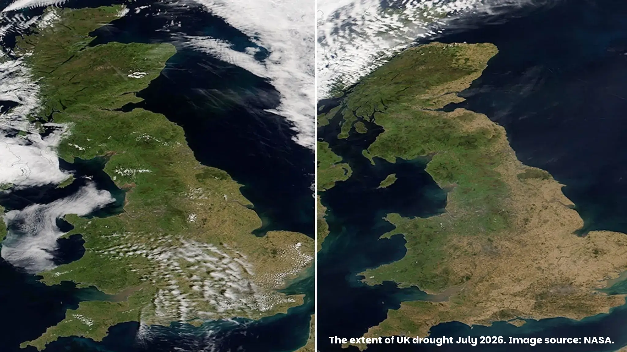 Nasa image showing extent of UK drought July 2026