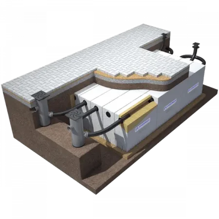 Gulley fed Hydrorock block paving installation