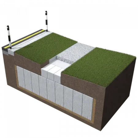 Natural aquifer blocks render installed under grass and paving