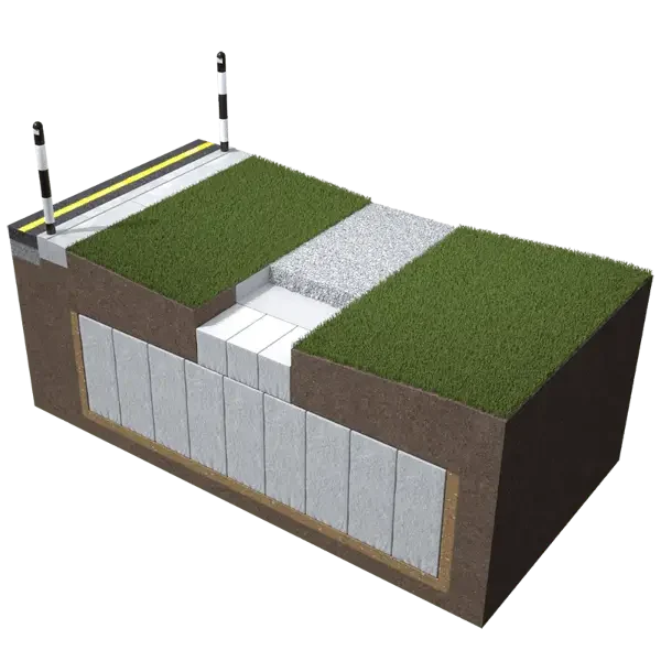 Natural aquifer blocks render installed under grass and paving